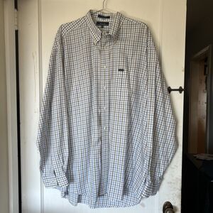 Faconnable Mens Plaid Button-Up Shirt 2XL XXLT Long Sleeve Made in Hong Kong